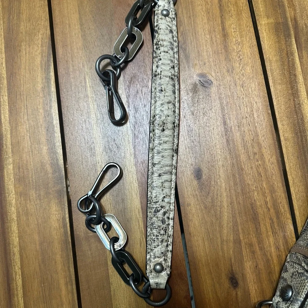 Coach Kristin Metallic Snake-Print Satchel - Taupe & Silver Accents - Picture 12 of 12